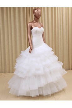 Organza Sweetheart Floor Length Sleeveless Ball Gown Dress with Ruched