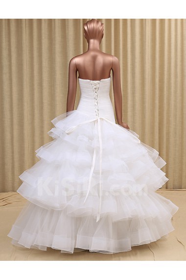 Organza Sweetheart Floor Length Sleeveless Ball Gown Dress with Ruched