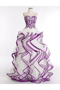 Tulle, Satin Sweetheart Mini/Short Sleeveless Ball Gown Dress with Rhinestone