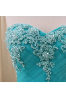 Tulle, Satin Sweetheart Sweep Train Sleeveless A-line Dress with Beads