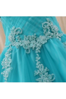 Tulle, Satin Sweetheart Sweep Train Sleeveless A-line Dress with Beads