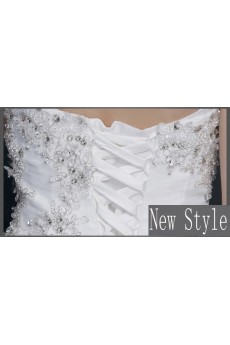 Lace, Satin, Tulle Sweetheart Chapel Train Sleeveless Ball Gown Dress with Rhinestone, Sequins