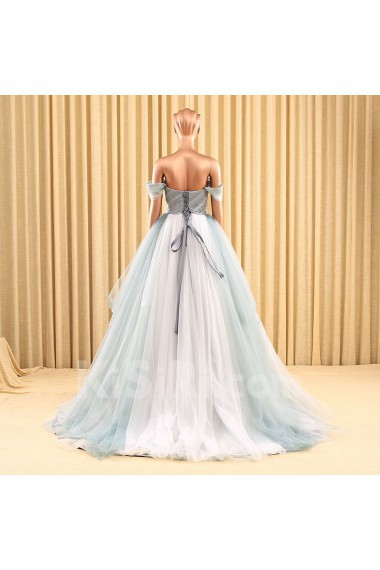 Tulle Off-the-Shoulder Sweep Train Ball Gown Dress