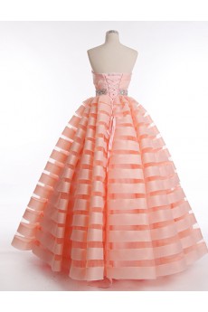 Tulle, Satin Sweetheart Floor Length Sleeveless Ball Gown Dress with Rhinestone