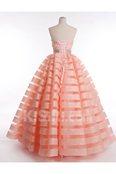 Tulle, Satin Sweetheart Floor Length Sleeveless Ball Gown Dress with Rhinestone