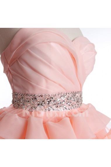Tulle, Satin Sweetheart Floor Length Sleeveless Ball Gown Dress with Rhinestone