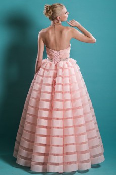 Tulle, Satin Sweetheart Floor Length Sleeveless Ball Gown Dress with Rhinestone