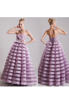 Tulle, Satin Sweetheart Floor Length Sleeveless Ball Gown Dress with Rhinestone