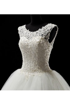 Lace, Tulle Jewel Floor Length Sleeveless Ball Gown Dress with Beads