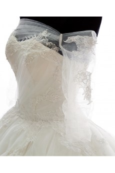 Lace, Tulle Off-the-Shoulder Chapel Train Half Sleeve Ball Gown Dress