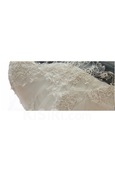 Lace, Tulle Off-the-Shoulder Chapel Train Half Sleeve Ball Gown Dress