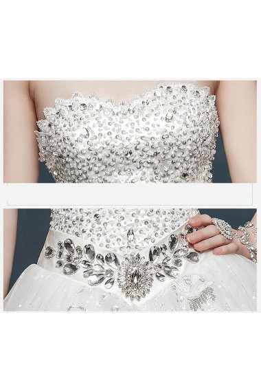 Tulle, Lace, Satin Sweetheart Chapel Train Sleeveless A-line Dress with Sequins, Rhinestone, Bow, Sash