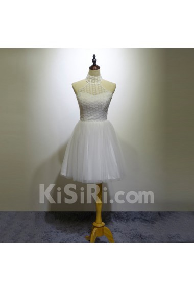 Lace Short/Minin Halter Sleeveless A-line Dress