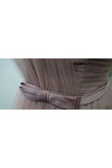 Tulle Short/Minin One-shoulder Sleeveless Ball Gown Dress with Bow