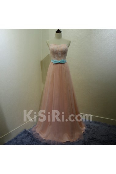 Tulle, Lace Sweetheart Sleeveless A-line Dress with Bow