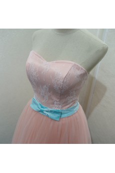 Tulle, Lace Sweetheart Sleeveless A-line Dress with Bow