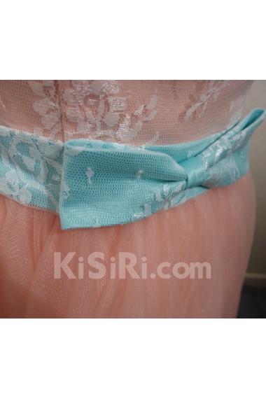 Tulle, Lace Sweetheart Sleeveless A-line Dress with Bow