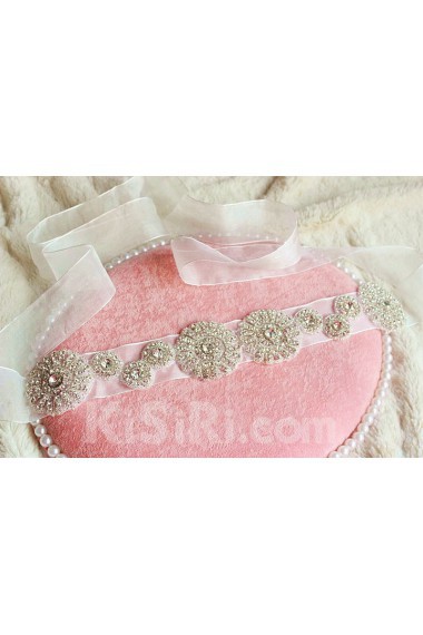 Handmade Satin Rhinestone Wedding Sash with Beads
