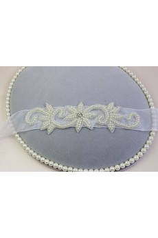 Handmade Yarn Rhinestone Wedding Sash with Beads