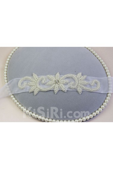 Handmade Yarn Rhinestone Wedding Sash with Beads