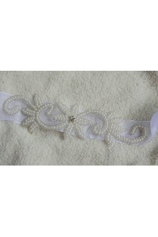 Handmade Yarn Rhinestone Wedding Sash with Beads