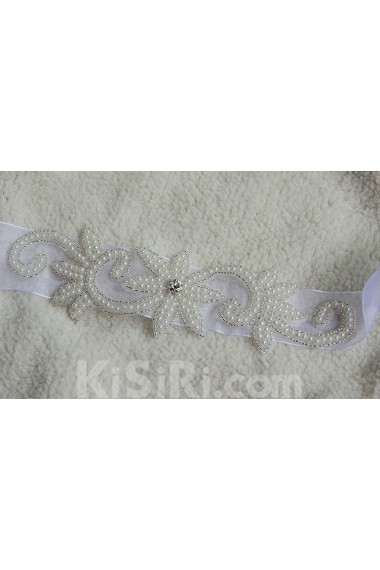 Handmade Yarn Rhinestone Wedding Sash with Beads