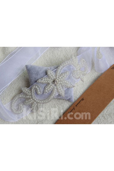 Handmade Yarn Rhinestone Wedding Sash with Beads