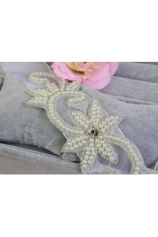 Handmade Yarn Rhinestone Wedding Sash with Beads