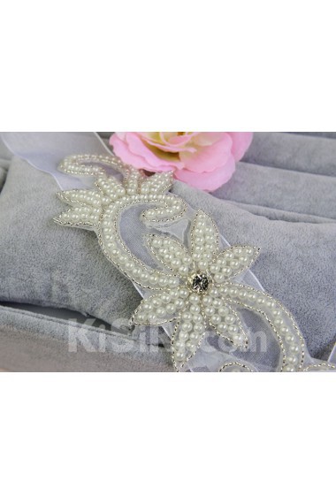 Handmade Yarn Rhinestone Wedding Sash with Beads