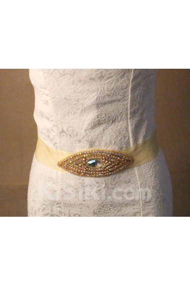 Handmade Yellow Rhinestone Wedding Sash