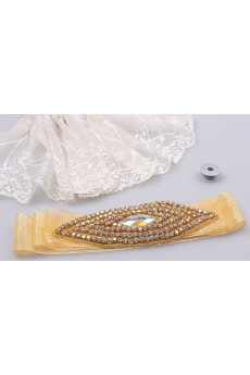 Handmade Yellow Rhinestone Wedding Sash