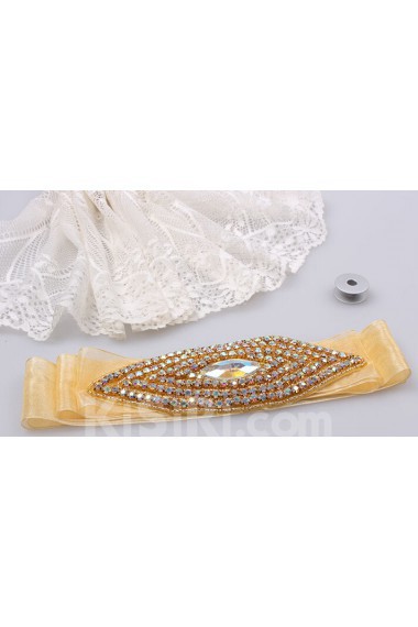 Handmade Yellow Rhinestone Wedding Sash