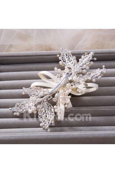 Alloy and Fabric Wedding Headpieces with Imitation Pearls