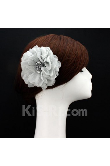 Silver Fabric Flower Wedding Headpieces