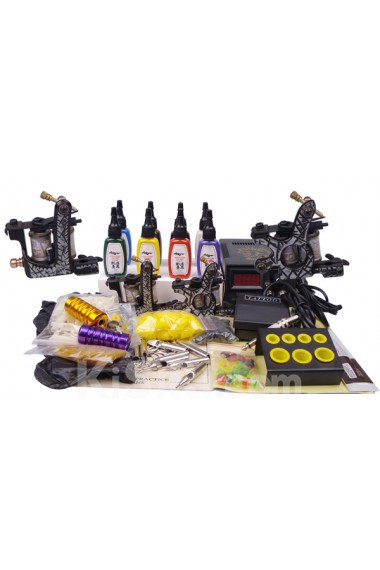 Professional Tattoo Machines Kit Completed Set with 2 Tattoo Machine Guns and LCD Power Supply