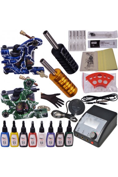 2 Tattoo Machine Guns with 8 x 15ml Colors Included
