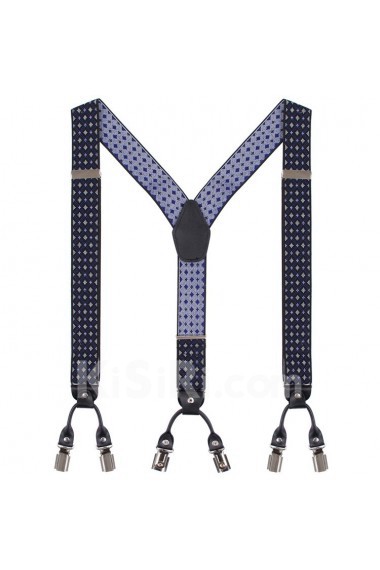 Men's Blue Elastic Webbing Leather Suspender