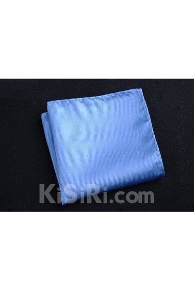 Blue Cotton-Microfiber Blended Pocket Square