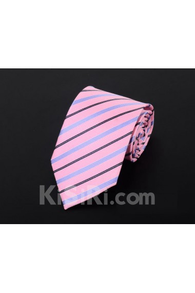 Pink Striped Microfiber Necktie