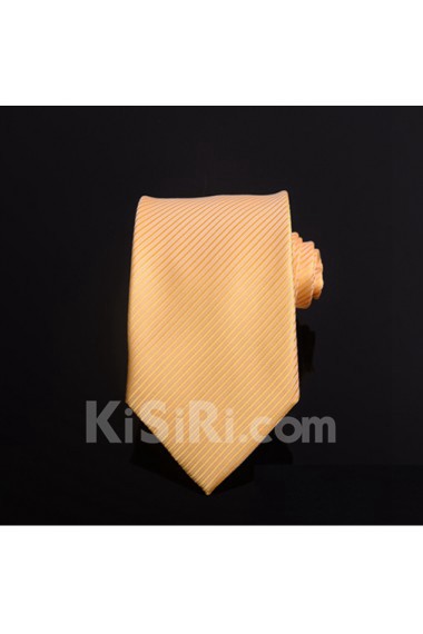 Yellow Striped Microfiber Necktie