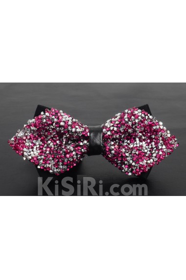 Red Solid Cotton, Crystal Bow Tie