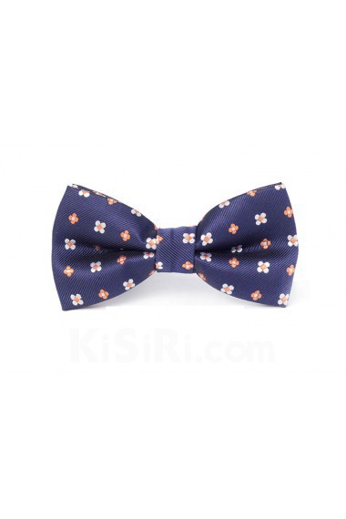 Blue Floral Microfiber Bow Tie