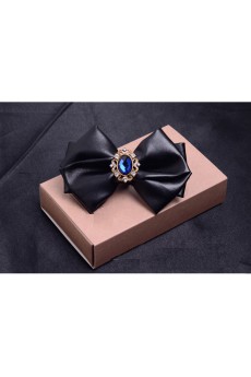Blue Solid Microfiber, Gem Bow Tie