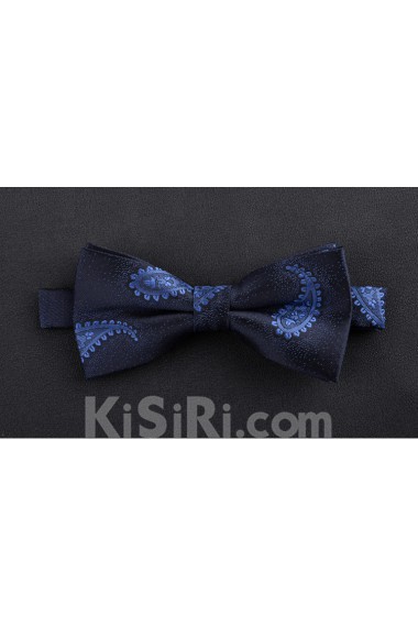 Blue Floral Microfiber Bow Tie