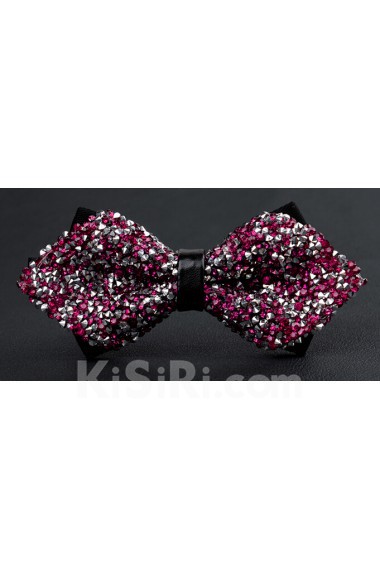 Red Solid Crystal Bow Tie