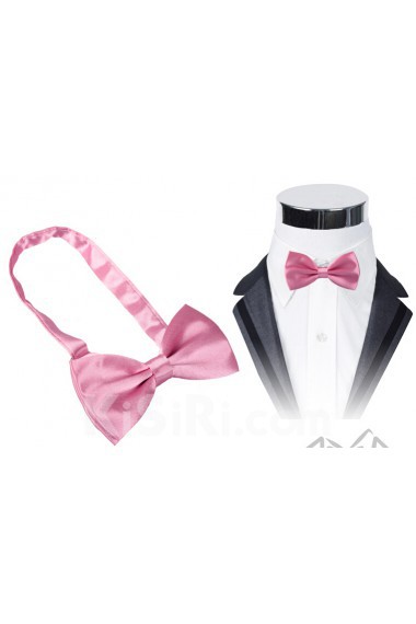 Pink Solid Microfiber Bow Tie
