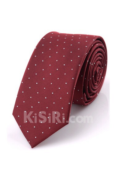 Red Polka Dot Microfiber Skinny Ties