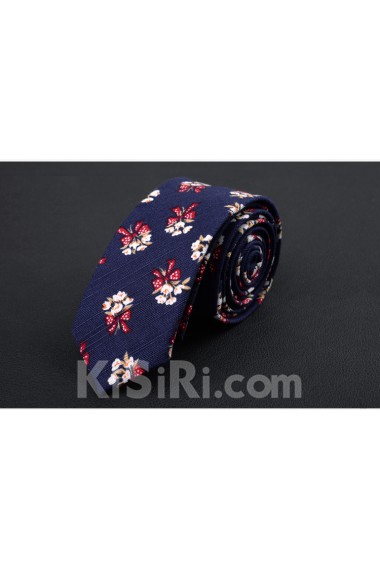 Blue Floral Silk Skinny Ties