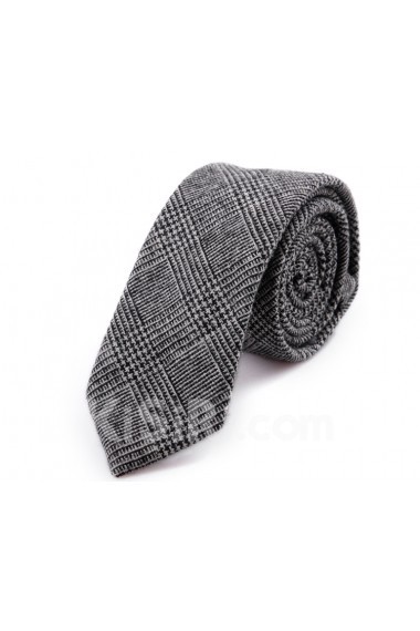 Gray Plaid Wool Skinny Ties