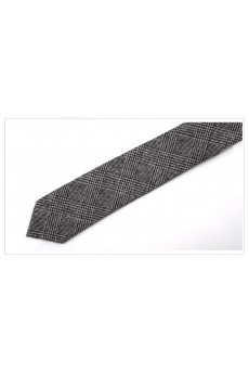 Gray Plaid Wool Skinny Ties